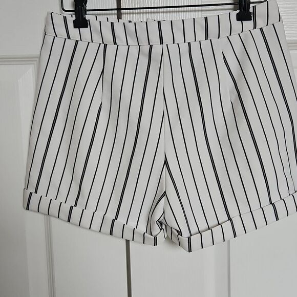 Striped Black and White Women's Shorts - Picture 9 of 16
